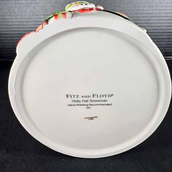 Fitz and Floyd Holly Hat Snowman White Embossed Sentiment Bowl In Original Box - Picture 8 of 11
